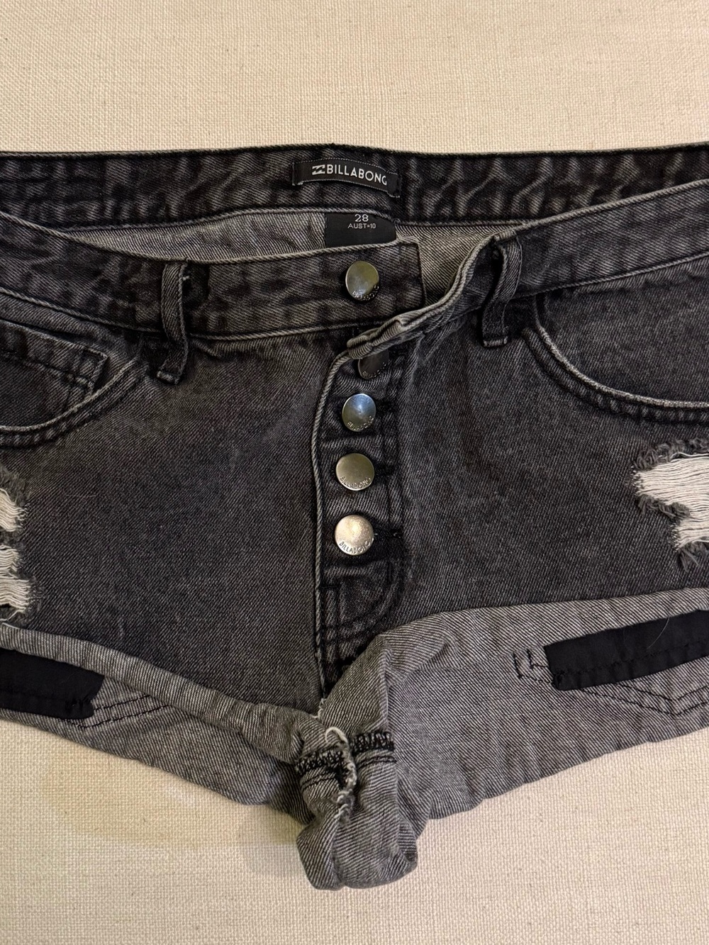 Billabong Daisy Black Distressed Denim Shorts
